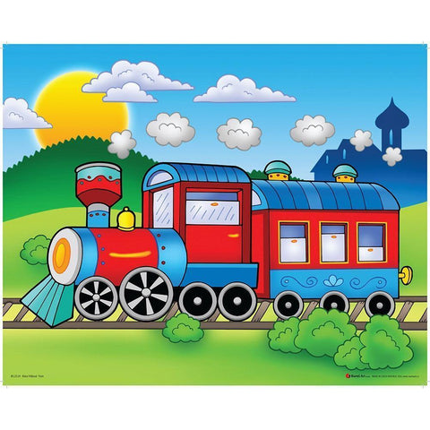 Red Train White Modern Wood Framed Art Print by Viskova, Klara