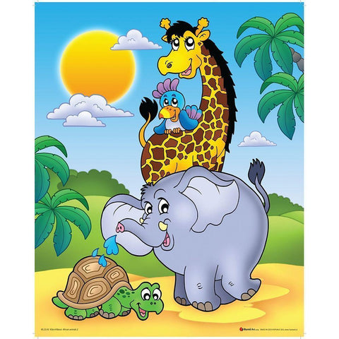 Happy African Animals II Black Modern Wood Framed Art Print by Viskova, Klara