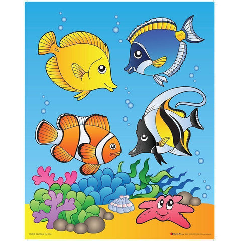 Happy Fishes Black Modern Wood Framed Art Print by Viskova, Klara