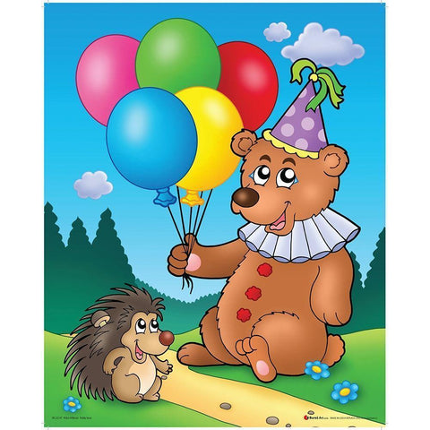 Happy Teddy Bear  White Modern Wood Framed Art Print by Viskova, Klara