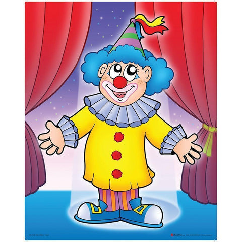 Smiling Clown Black Modern Wood Framed Art Print with Double Matting by Viskova, Klara