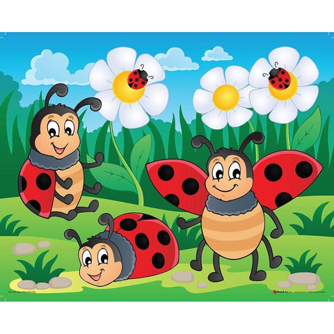 Ladybirds Gold Ornate Wood Framed Art Print with Double Matting by Viskova, Klara