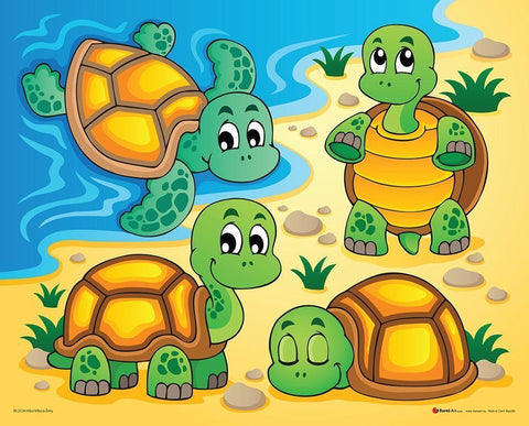 Turtles White Modern Wood Framed Art Print with Double Matting by Viskova, Klara