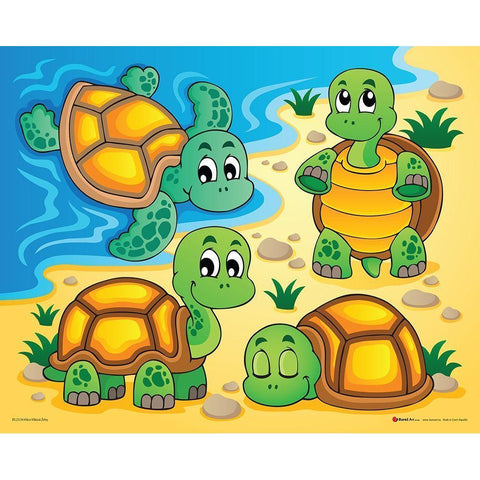 Turtles Black Modern Wood Framed Art Print by Viskova, Klara