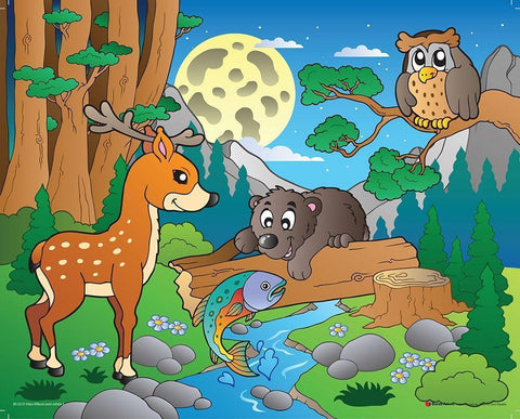 Wood Animals III White Modern Wood Framed Art Print with Double Matting by Viskova, Klara