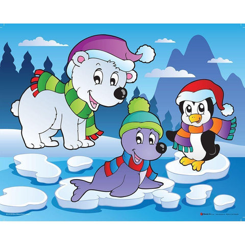 Winter Animals I Black Modern Wood Framed Art Print by Viskova, Klara