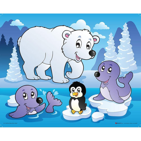 Winter Animals II Black Modern Wood Framed Art Print by Viskova, Klara