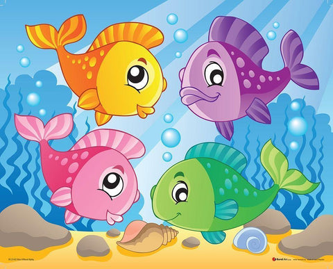 Happy Fishes II Black Ornate Wood Framed Art Print with Double Matting by Viskova, Klara