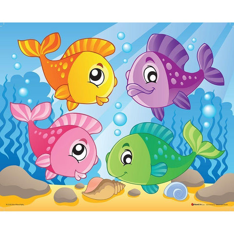 Happy Fishes II White Modern Wood Framed Art Print by Viskova, Klara