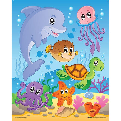 Sea life Black Modern Wood Framed Art Print with Double Matting by Viskova, Klara