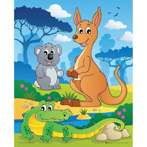 Australian Animals Gold Ornate Wood Framed Art Print with Double Matting by Viskova, Klara