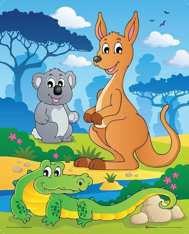 Australian Animals Black Ornate Wood Framed Art Print with Double Matting by Viskova, Klara