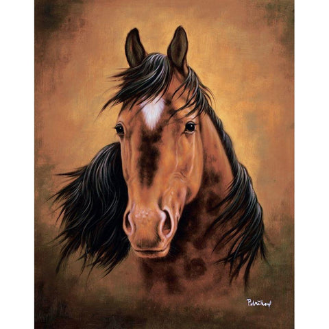 Brwon Horse Black Modern Wood Framed Art Print by Petrikova, Eva