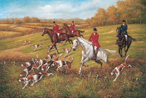 Hunting near Bristol White Modern Wood Framed Art Print with Double Matting by Schwarz, Johann