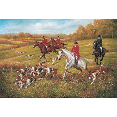 Hunting near Bristol Gold Ornate Wood Framed Art Print with Double Matting by Schwarz, Johann