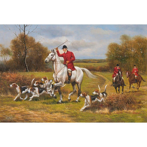 Hunting near Bristol III Gold Ornate Wood Framed Art Print with Double Matting by Schwarz, Johann