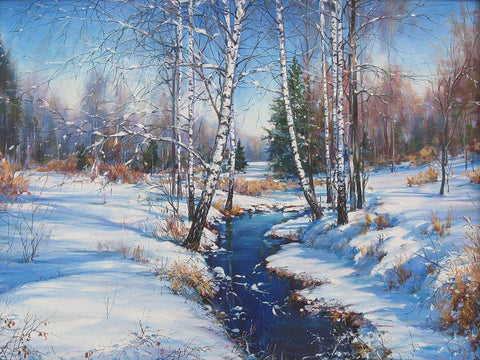 February White Modern Wood Framed Art Print with Double Matting by Cernov, Ivan
