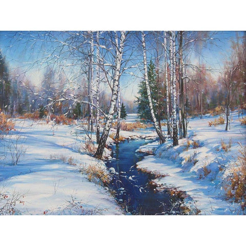 February Black Modern Wood Framed Art Print by Cernov, Ivan