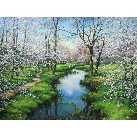 Here is Spring Gold Ornate Wood Framed Art Print with Double Matting by Cernov, Ivan