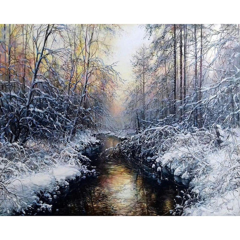 Golden February Gold Ornate Wood Framed Art Print with Double Matting by Cernov, Ivan
