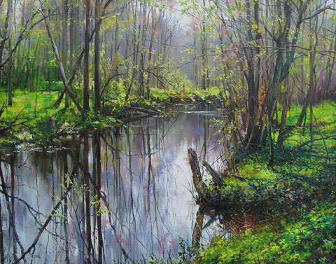 Smile of Spring Black Ornate Wood Framed Art Print with Double Matting by Cernov, Ivan