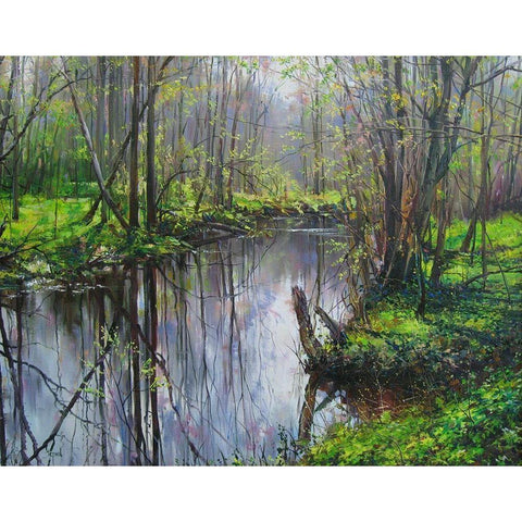 Smile of Spring Black Modern Wood Framed Art Print with Double Matting by Cernov, Ivan