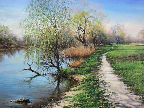 The Way-where is walking Spring White Modern Wood Framed Art Print with Double Matting by Cernov, Ivan