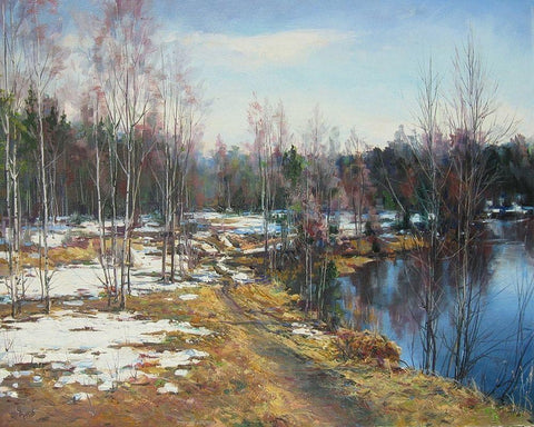Breath of Spring White Modern Wood Framed Art Print with Double Matting by Cernov, Ivan