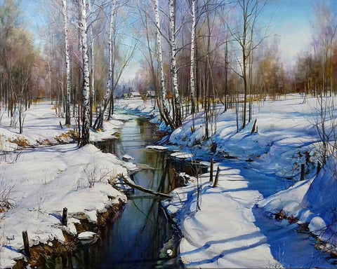 First warm days White Modern Wood Framed Art Print with Double Matting by Cernov, Ivan