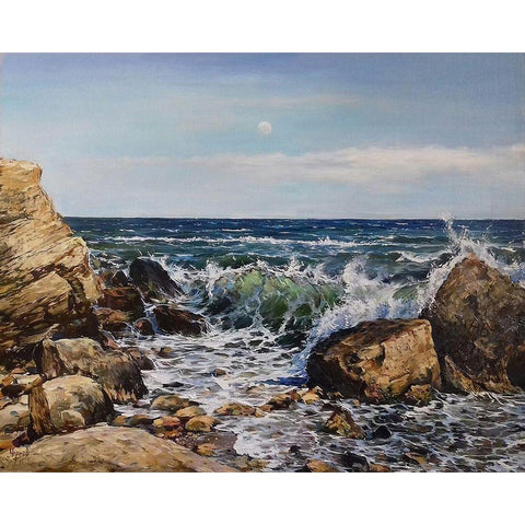 Spring by the Sea Black Modern Wood Framed Art Print with Double Matting by Cernov, Ivan