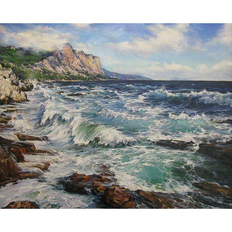 The Coast of my Soul Black Modern Wood Framed Art Print with Double Matting by Cernov, Ivan