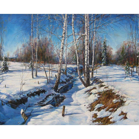 First warm days II Black Modern Wood Framed Art Print with Double Matting by Cernov, Ivan