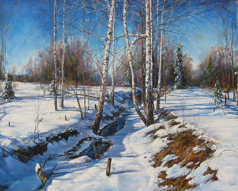 First warm days II Black Ornate Wood Framed Art Print with Double Matting by Cernov, Ivan