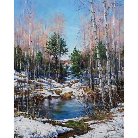Breath of March White Modern Wood Framed Art Print by Cernov, Ivan