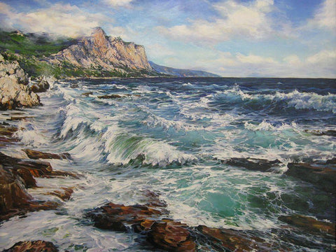 Shore of my Soul White Modern Wood Framed Art Print with Double Matting by Cernov, Ivan