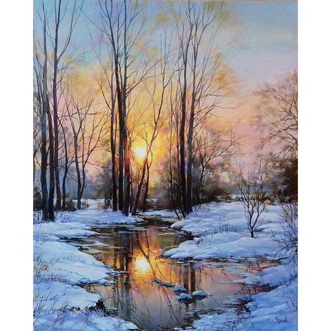 Tomorrow will smile Spring to you Black Modern Wood Framed Art Print with Double Matting by Cernov, Ivan