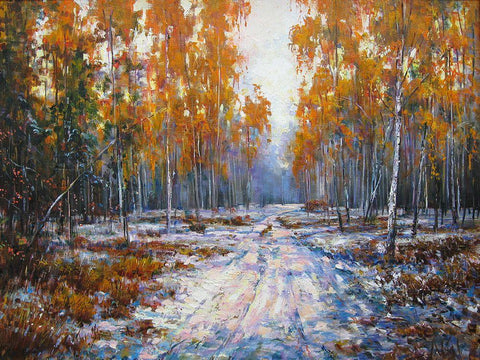 Warm Autumn White Modern Wood Framed Art Print with Double Matting by Cernov, Ivan