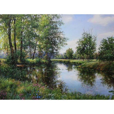 Honey June White Modern Wood Framed Art Print by Cernov, Ivan