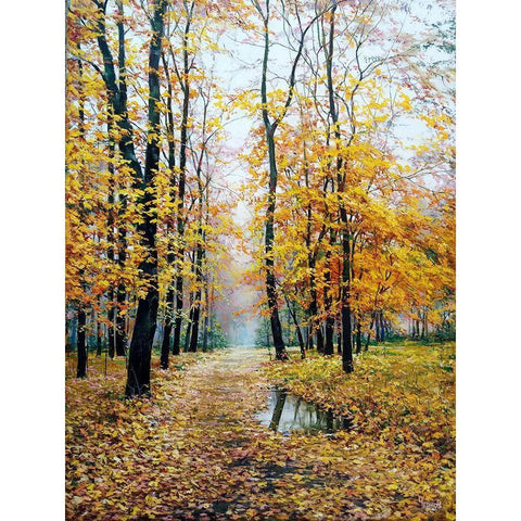 When Autumn plays with you White Modern Wood Framed Art Print by Cernov, Ivan