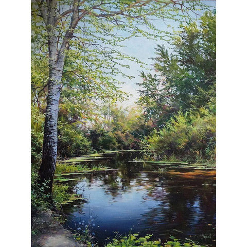 Dark River Gold Ornate Wood Framed Art Print with Double Matting by Cernov, Ivan