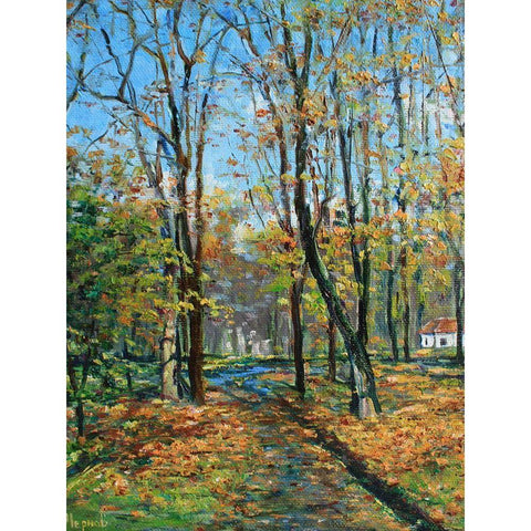 A House in the Forest Gold Ornate Wood Framed Art Print with Double Matting by Cernov, Ivan