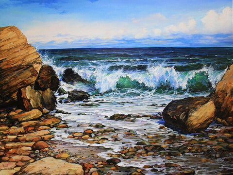 When the Sea Calls I Black Ornate Wood Framed Art Print with Double Matting by Cernov, Ivan