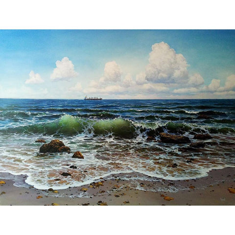 When the Sea Calls II White Modern Wood Framed Art Print by Cernov, Ivan
