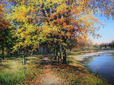 Fall in Love with Autumn White Modern Wood Framed Art Print with Double Matting by Cernov, Ivan