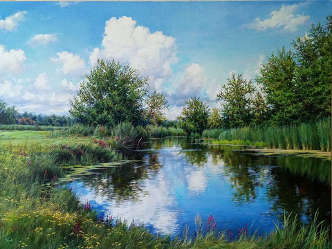 Summer with Honey Flavor White Modern Wood Framed Art Print with Double Matting by Cernov, Ivan