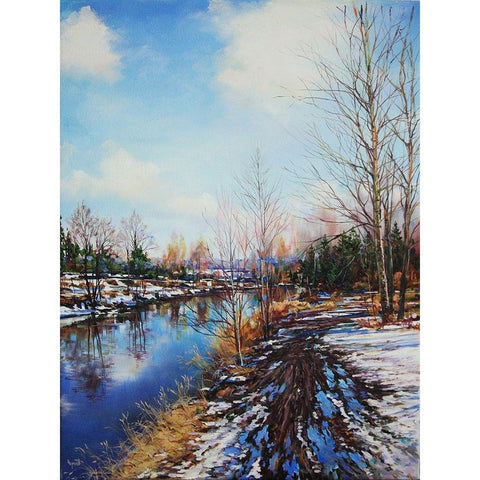 March with Blue Eyes Black Modern Wood Framed Art Print with Double Matting by Cernov, Ivan