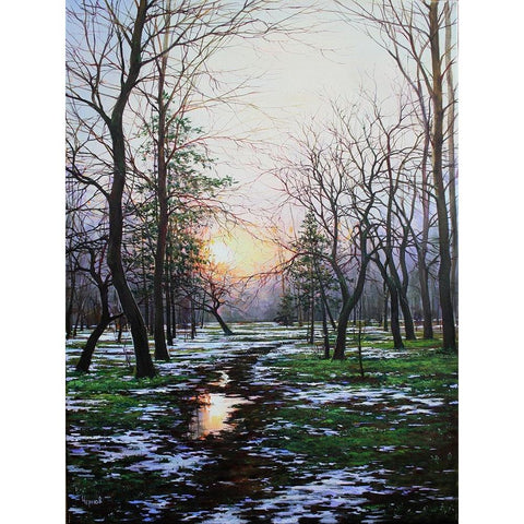 Tomorrow will be Spring White Modern Wood Framed Art Print by Cernov, Ivan