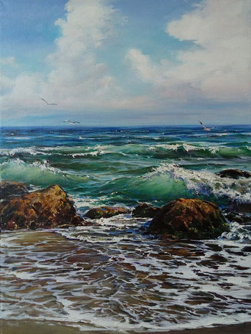 When the Sea Calls III Black Ornate Wood Framed Art Print with Double Matting by Cernov, Ivan