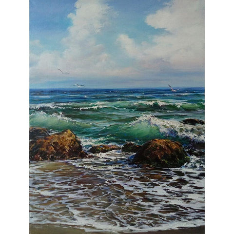 When the Sea Calls III Black Modern Wood Framed Art Print by Cernov, Ivan