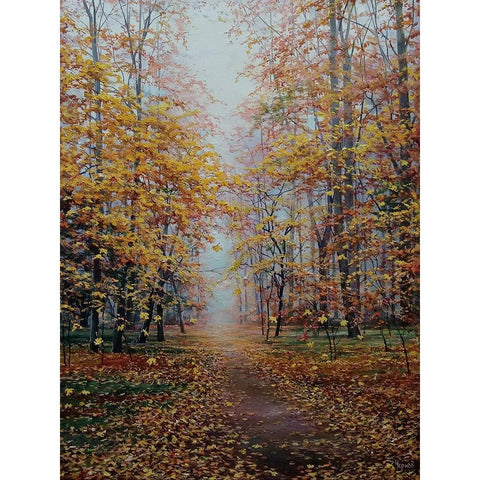 Autumn Romance Gold Ornate Wood Framed Art Print with Double Matting by Cernov, Ivan